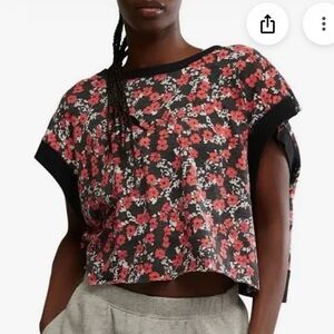 FP Movement by Free People My Time Print T-Shirt Cranberry Ditsy Black